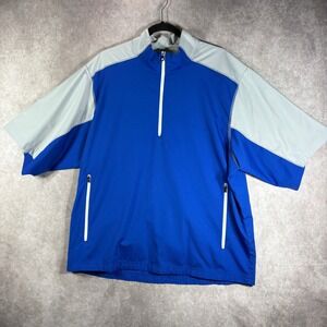 FootJoy Pullover Men Large Blue 1/4 Zip Short Sleeve Windbreaker Athletic Sporty